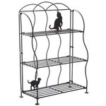 Lily's Home Cat Lovers Black Metal Countertop Wire Shelf Rack, Great for Household Items, Kitchen Organizer, Bathroom Storage and More. Foldable. 3-Tier