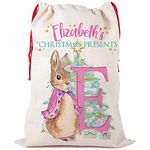 KRAFTYGIFTS Personalised Rabbit Christmas Sack Childrens Girl Xmas Present Stocking NS052 (Large)