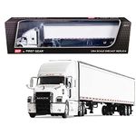 First Gear 1/64 Scale Diecast Collectible White/White Mack Anthem Sleeper Cab Tractor with 53' Trailer (#60-0367)