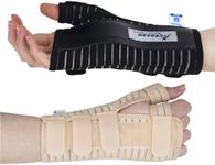 Actesso Breathable Wrist Thumb Support Splint - Relief for Wrist & Thumb Injuries, Scaphoid Fractures and Sprains (S, Left Hand, Black)