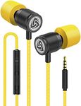 LUDOS Ultra Wired Earbuds in-Ear Headphones, 5 Years Warranty, Earphones with Microphone, Noise Isolating Ear Buds, Memory Foam for iPhone, Samsung, School Students, Kids, Women, Small Ears - Yellow