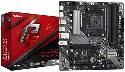 ASRock AM4 AMD B550 SATA 6Gb/s Micro ATX AMD Motherboard Model B550M Phantom Gaming 4