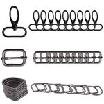 Trimming Shop 30pcs Metal D Rings for Bags, Swivel Snap Hooks Tri-Glide Slide Buckles for Sewing Handbag Hardware Bag Making Supplies DIY Craft Projects, 25mm, Gunmetal