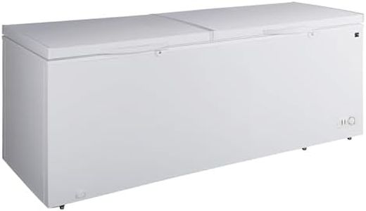 Kenmore 21 Cu. Ft. (595L) Convertible Chest Freezer/Refrigerator, Garage-Ready, Dual Lids, Keyed Safety Locks, LED Lights, Easy-Rolling Wheels, Manual Defrost, White, For Hunting Cabin Garage Cottage