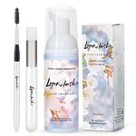 Eyelash Extension Shampoo 60ml + Brush + Mascara Wand - Lyon Lash Eyelid Foam Cleanser/Gentle Formula for Sensitive people/Paraben & Sulfate Free/Remove Eye Makeup & Oil & Dust/For Salon and Home Use
