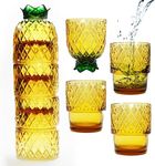 Gökotta Set of 4 Stackable Pineapple Drinking Glasses | Handmade Orange Stacking Cocktail Glass | Water Cups Coffee Mugs | 4PCS 250ml