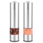 Innoteck Electric Salt and Pepper Mill Set - Battery-Operated Stainless-Steel Pepper Mill with Light - One Touch Operation - Salt & Pepper Mills - Adjustable Coarseness - Ceramic Grinder