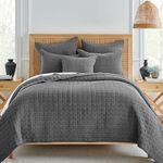 Levtex Home - Mills Waffle - Full/Queen Quilt Set - Charcoal Cotton Waffle - Quilt Size (88 x 92in.), Sham Size (26 x 20in.)