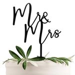 CC TOWN Mr & Mrs Black Acrylic Cake Topper, Bride and Groom Cake Topper Wedding Decoration(Design 02)