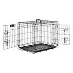 PETAPPY Folding Metal Dog Crate 24 Inch, Double Door Dog Kennel, Wire Pet Cage with Removable Tray, Floor Protecting Feet, for Outdoor and Indoor