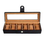 Fly Fashion Watch Box Holder Organizer Case in 6 Slots of Watches for Men and Women with Transparent Display (Black)