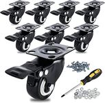 YaeCCC 8 Pack 2" Caster Wheels, Heavy Duty Swivel Plate Casters PU Foam No Noise Castors for Furniture Table Trolley Workbench Garage