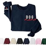 Embroidered Custom Dog Mom Sweatshirt, Personalize Dog Name On Sleeve Shirt For Women, Custom Dog Portrait Shirt, Personalized Dog Mom Gifts Multicolor, Multicolor, Large