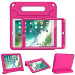 TOPWANT Kids Case with Built-in Screen Protector for iPad 9.7 inch 2018/2017, iPad Air 2 Case Kids, Shockproof Kids Case with Convertible Handle Stand for iPad 6th/5th Generation 2018/2017, Rose Pink