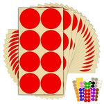 120 x Red Sticky Dots - 50mm 2 Inch - Round Colour Coding Dot Stickers - 15 Sheets