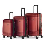 Bugatti Nashville Collection 3 Piece Hard Shell Luggage Set, Expandable Suitcases with 360-Degree Spinner Wheels, Retractable Handle, 20 Inch Carry On, 24 Inch Mid-Size, 28 Inch Large Bags, Red