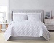 Chezmoi Collection Owen 3-Piece Soft Cooling Bamboo Fiber Quilt Bedspread Diamond Quilted Coverlet Set (King, White)