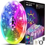 Keepsmile 65.6ft Led Strip Lights (One roll 65.6ft) Bluetooth App Control Led Lights Strip with Remote Music Sync Color Changing RGB Led Lights for Bedroom Room Home Christmas Decor (Lumiere Led 20M)