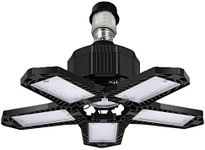 Upgraded LED Garage Light (E26/E27) with Deformable 5 Leaf, Foldable and Adjustable Ceiling Lights for Your Garage, Basement, Warehouse, Shop, or Attic, 80W 12000LM, 6500K (Black)