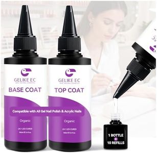 gelike ec Base Gel Top Coat Set: 2x100ml Hema Free Great Value Refill for Nail Techs Manicure Salon Store Compatible with All Gel Nail Polish & Acrylic Nails