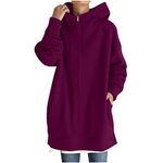 Womens Zip Up Hoodies Oversized Casual Jacket Boyfriend Style Sweatshirts Fashion Loose Outerwear with Pockets, Hot Pink, XX-Large