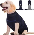 Kuoser Dog Surgery Suit Female Spay, Soft Dog Recovery Suit Male Neuter Anti Licking Dog Onesie E-Collar & Cone Alternative, Breathable Dog Surgical Suit for Surgery Recovery, Blue Strips S