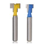 Mesee Set of 2 Piece T-Slot Router Bits, 1/4 Inch Shank T Slotting Keyhole Router Bit Set Woodworking Grooving Milling Cutter Tools for 3/8" & 1/2" Hex Bolt Heads