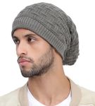 FREECULTR Grey Unisex Premium Beanie Cap for Men Women Skull Slouchy Winter Woolen Knitted Inside Fur Caps (Pack of 1)