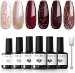 modelones Gel Nail Polish Set 6 Colors Brown Red Nude Cat Eye Glitter Gel Nail Polish With Magnet Burgundy Cherry Mocha Bloody Sparkle Soak Off Led Nail Art DIY Salon Gifts For Women Girl