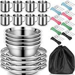 58 Pcs Camping Plates Cups and Bowl