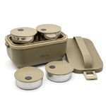 FPX 950ml Electric Lunch Box Set of 4 Stainless Steel Containers | Rapid Plug & Heat Food Warmer Tiffin for Office | Shock-Proof Leakproof Hot Meal Box for Men & Women