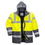 Portwest S466 Men's Waterproof Hi Vis Traffic Jacket - Reflective Safety Coat Yellow/Navy, 5X-Large