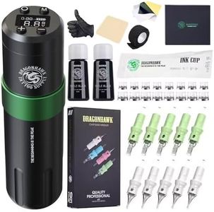 Dragonhawk Tattoo Maschine Set, Kit Rotary Tattoo Pen Wireless Tattoo Pen Machine Gun Coreless Motor 3.5mm Stroke Length 20 pcs Cartridges Tattoo nadeln for Tattoo beginner