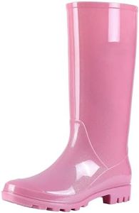 Asgard Women’s Tall Rain Boots Waterproof Knee High Rainboots Rubber Garden Wellies, Light Pink, 9