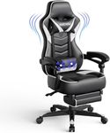 Fullwatt Video Gaming Chair Massage with footrest Office Chair with Massage Lumbar Support Swivel Reclining Chair with Racing Style Armrest PU Leather High Back Adjustable Task Chair(White)