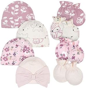 Gerber baby-girls Cap and Mitten SetsMittens, Pink Fox, 0-6 Months