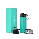 IRON °FLASK Sports Water Bottle - 530 ml, 3 Lids (Spout Lid), Vacuum Insulated Stainless Steel, Double Walled, Thermo Mug, Metal Canteen (Aquamarine)