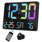 Digital Clock Large Display,11.5"Digital Wall Alarm Clock with Remote Control,LED Oversized Electric Clock with Date,12/24H,Adjustable Brightness Large Clock for Home Office Kitchen School