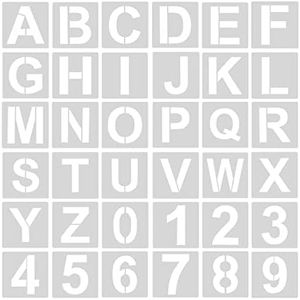 AIEX 36pcs alfabetos número plantilla, 10 cm plástico reutilizable plantillas de letras plantillas de artesanía de números para arte proyectos, decoración DIY pintura