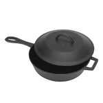 Bayou Classic 3 Qt Cast Iron Skillet with Helper Handle Domed Lid