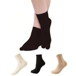 Yuneek Women Ankle Length Thumb/Toe Cotton Socks Pack Of 3 (Black, Skin, Dark-Skin)