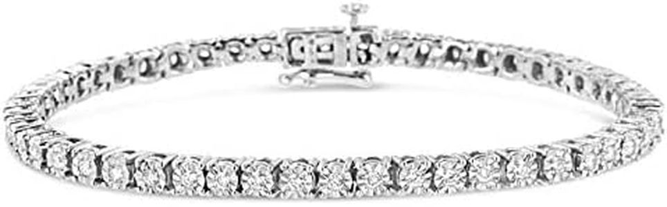 .925 Sterling Silver 3.0 Cttw Lab Grown Diamond Illusion-Set Miracle Plate Tennis Bracelet (G-H Color, VS1-VS2 Clarity) - Size 7.25"