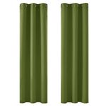 Deconovo Room Darkening Thermal Insulated Curtains Eyelet Blackout Curtains Ring Top Curtains for Bedroom Green 42 x 90 Inch 2 Panels