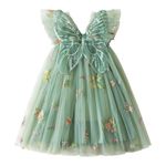 NNJXD Baby Girl Flower Embroidery Tulle Dress Butterfly Toddler Birthday Party Dresses 2109 Green Size (80) 6-12 Months