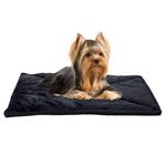 Furhaven Small Cat Bed ThermaNAP Quilted Faux Fur Self-Warming Pad, Washable - Black, Small