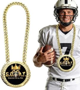 Opxuliix Oversized 6 Inch Goat Football Turnover Chain Medal Greatest of All Time Award Medals for Defensive Players Competitive Leagues and Coaches
