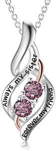 POPKIMI Sisters Gifts from Sister Sister Necklace Birthday Gifts for Sister Sister Jewelry Big Sister Gifts Twin Sister Gifts Always My Sister Forever My Friend Necklace Sister Birthday Gifts from Sister Friendship Lasts Forever Necklace Female Friendship Jewelry, Metal