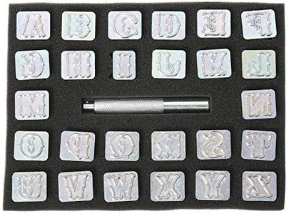 Professional 27 Pieces Standard Alphabet Stamp Punch Set for Leathercraft (3/4 Inch, 19 mm Tall), Leather Craft Stamp Tools