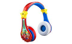 eKids Super Mario Wireless Bluetooth Portable Kids Headphones with Microphone, Volume Reduced to Protect Hearing Rechargeable Battery, Adjustable Kids Headband for School Home or Travel