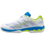 Mizuno Mens Wve Excd Lpdl Tennis Shoes White/Black/Acid Lime 10 (45)